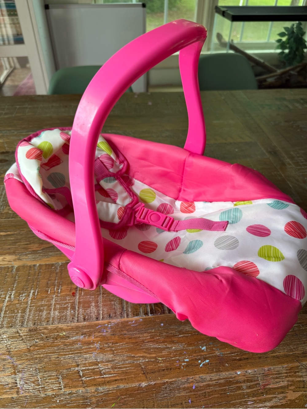 Honestly Cute | Baby Doll Car Seat Carrier Pink White Polka Dot Pretend Play NEW